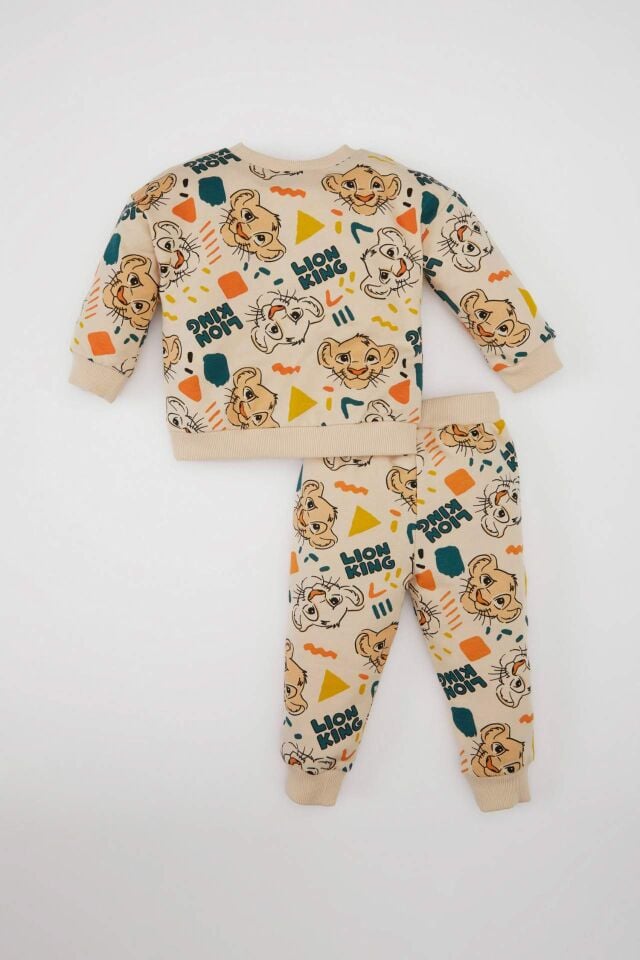 Erkek Bebek 2'li Takım Disney Lion King Bisiklet Yaka Sweatshirt Beli Lastikli Jogger  Eşofman Altı