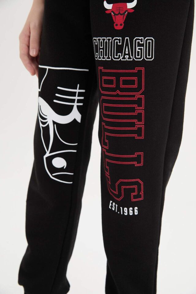 Erkek Çocuk NBA Chicago Bulls Beli Paçası Lastikli Cepli Eşofman Altı