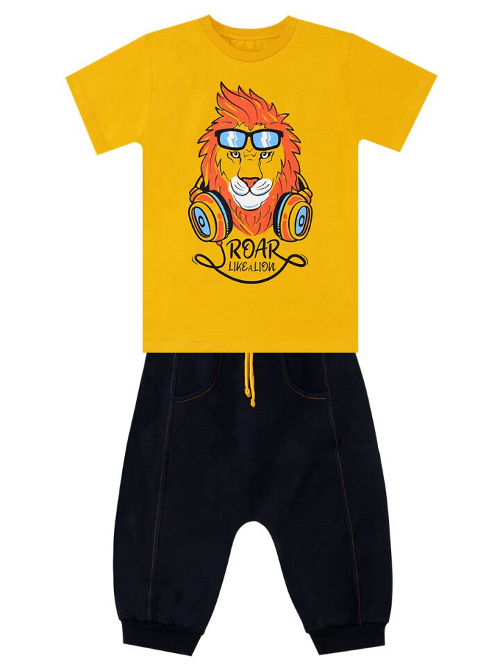 Arslan Erkek Çocuk T-shirt Kapri Şort Takım 8 Y - Hardal