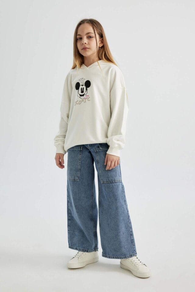 Kız Çocuk Disney Mickey & Minnie Relax Fit Kapüşonlu Sweatshirt