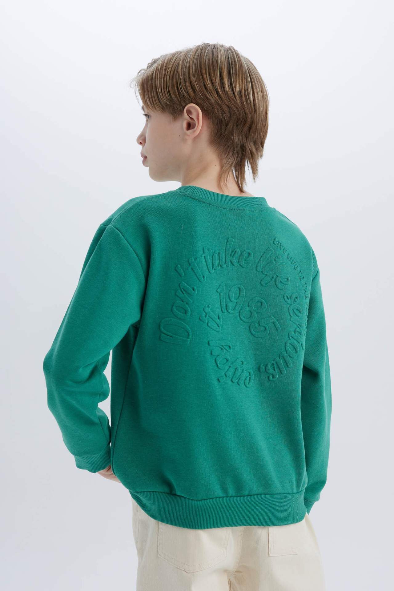 Erkek Çocuk Bisiklet Yaka Sırt Baskılı Sweatshirt