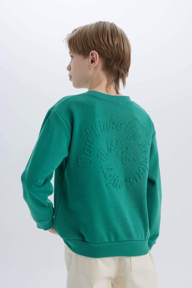 Erkek Çocuk Bisiklet Yaka Sırt Baskılı Sweatshirt