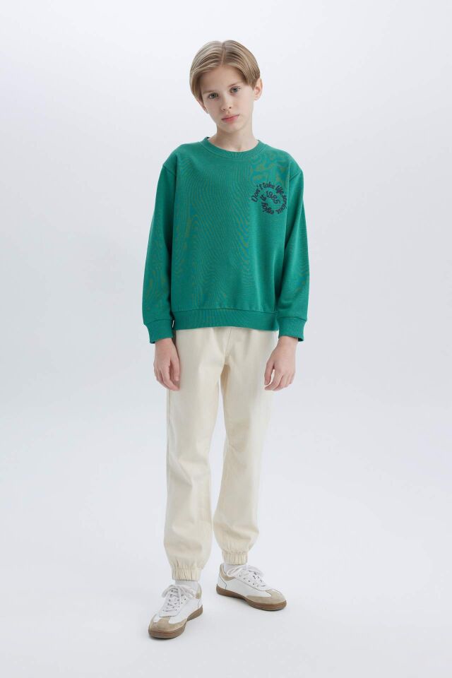 Erkek Çocuk Bisiklet Yaka Sırt Baskılı Sweatshirt