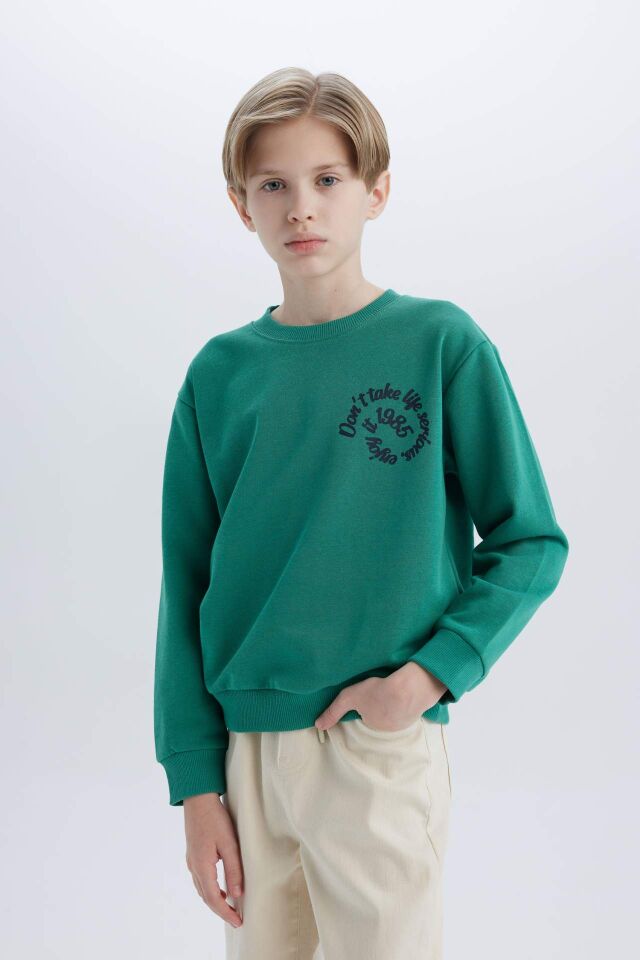 Erkek Çocuk Bisiklet Yaka Sırt Baskılı Sweatshirt