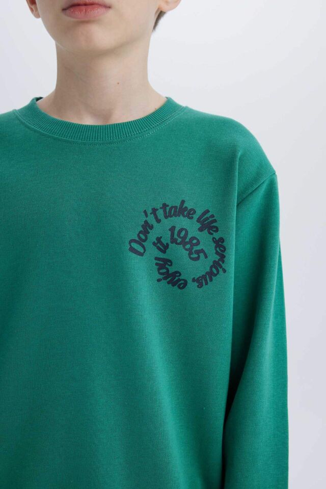 Erkek Çocuk Bisiklet Yaka Sırt Baskılı Sweatshirt