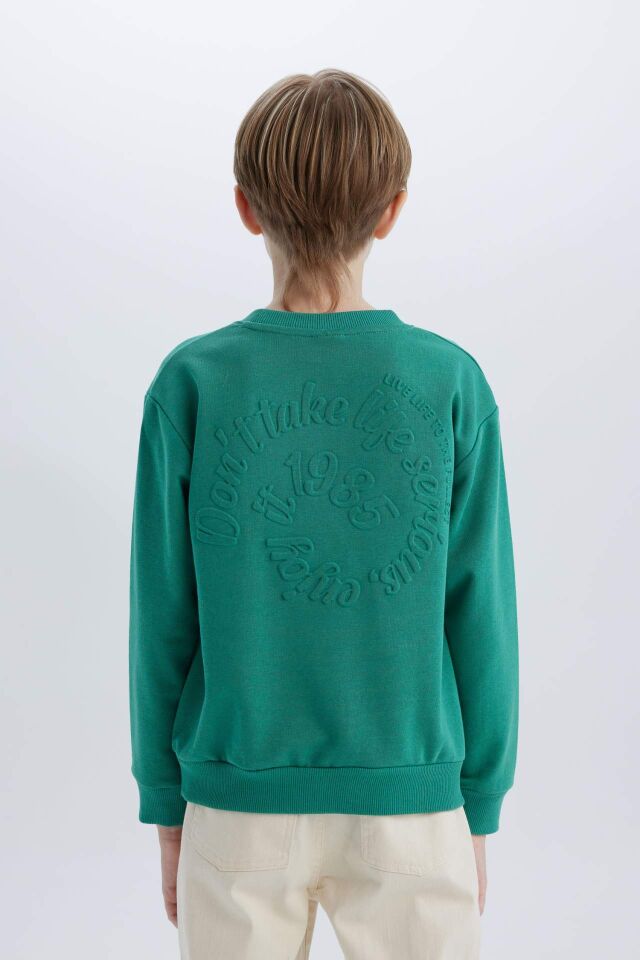 Erkek Çocuk Bisiklet Yaka Sırt Baskılı Sweatshirt