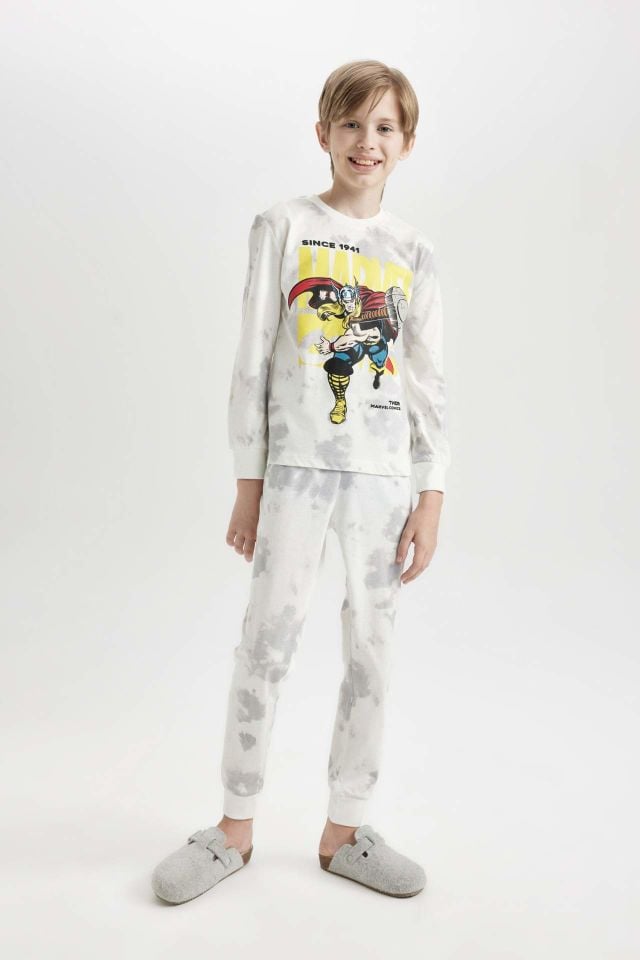 Erkek Çocuk Pijama Takım Marvel Comics Uzun Kollu Üst Beli Lastikli Uzun Alt
