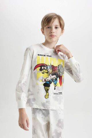 Erkek Çocuk Pijama Takım Marvel Comics Uzun Kollu Üst Beli Lastikli Uzun Alt