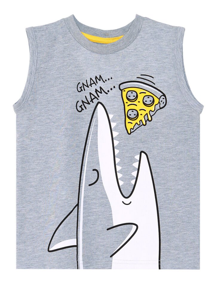 Pizzacı Köpekbalığı Erkek Çocuk T-shirt Şort Takım 5 Y - Gri