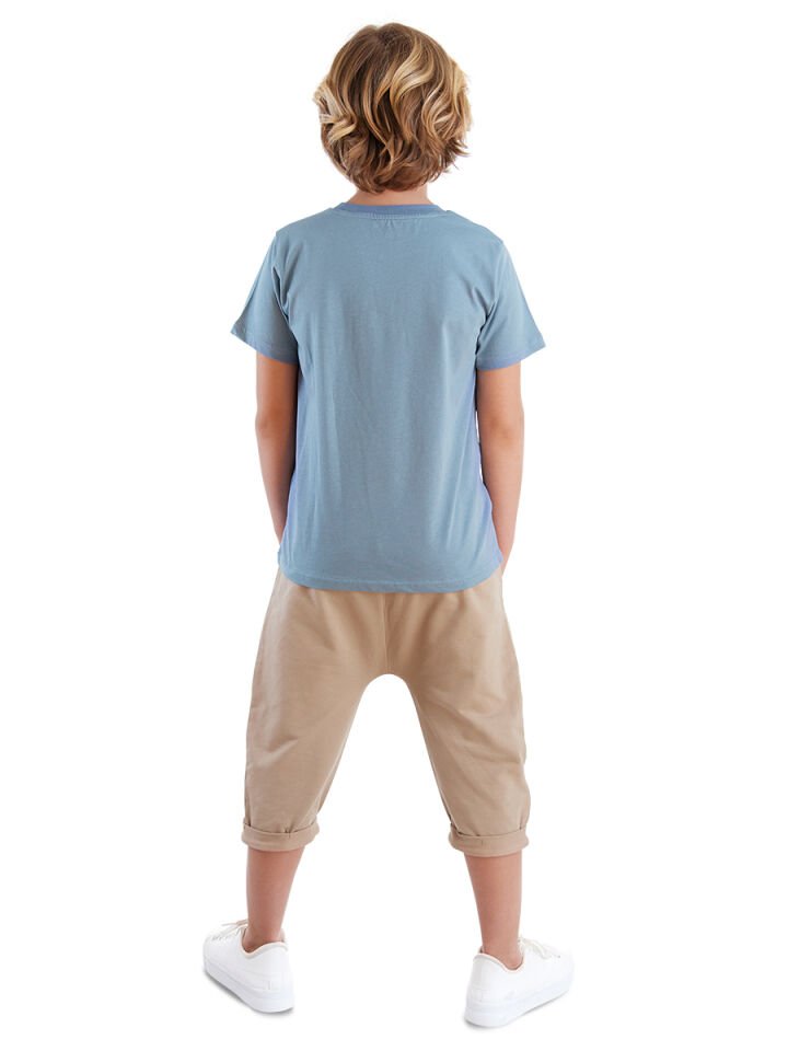 Uçak Erkek Çocuk T-shirt Kapri Şort Takım 8 Y - Mavi