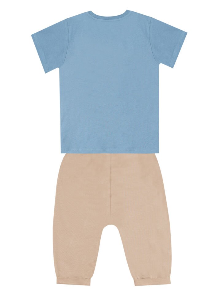Uçak Erkek Çocuk T-shirt Kapri Şort Takım 8 Y - Mavi
