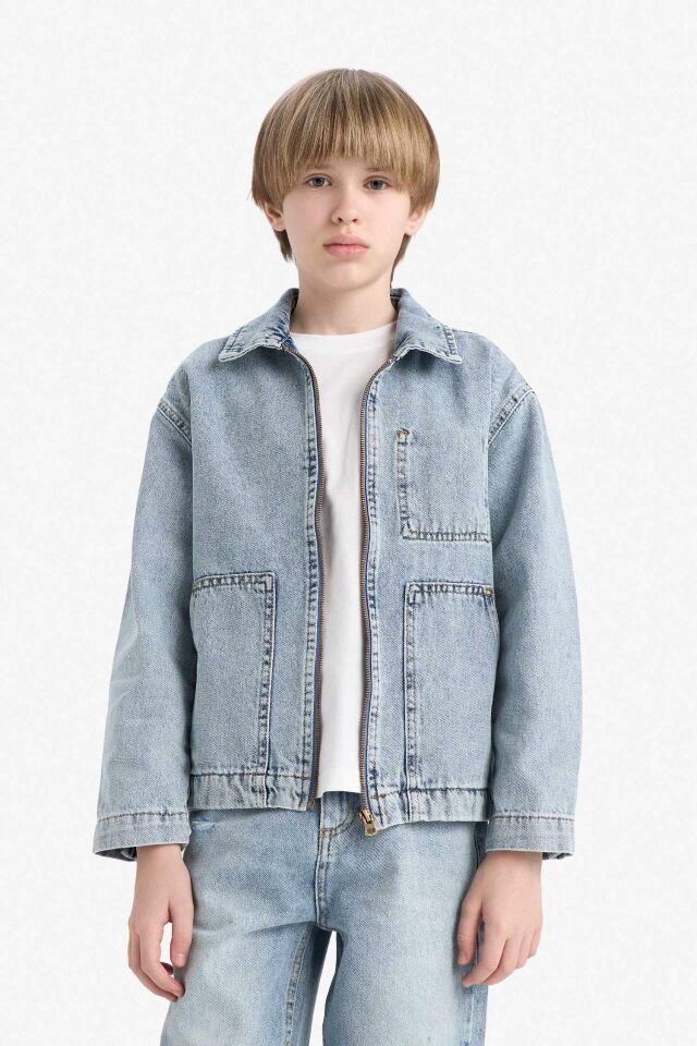 Erkek Çocuk Polo Yaka Jean Ceket