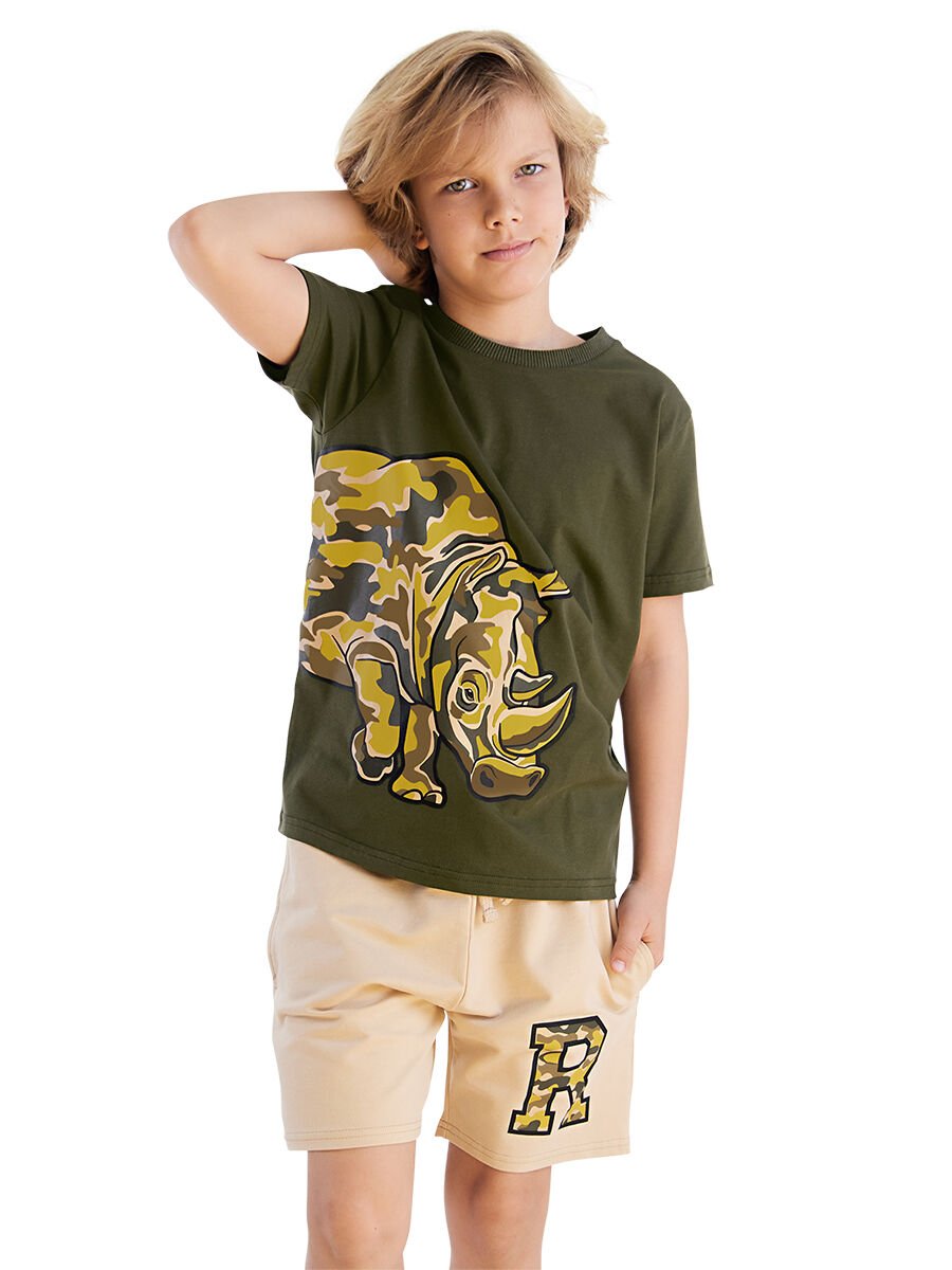 Rhino Erkek Çocuk T-shirt Şort Takım 7 Y - Haki
