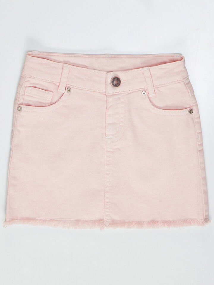 Pembe Denim Mini Kız Çocuk Etek