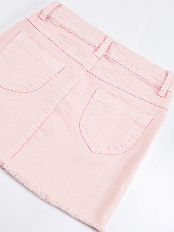 Pembe Denim Mini Kız Çocuk Etek