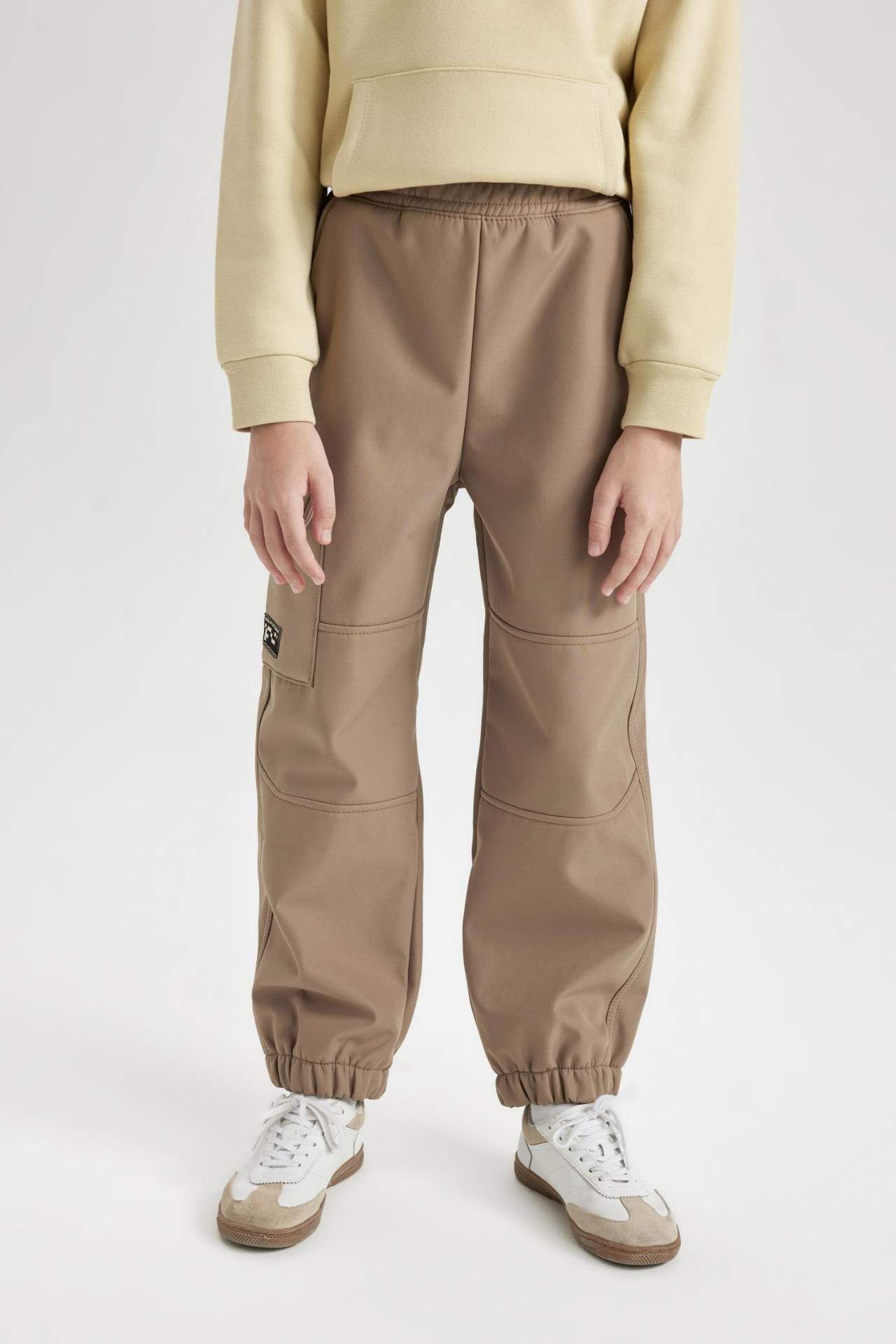 Erkek Çocuk Beli ve Paçası Lastikli Kargo Cepli Pelüş Polar Astarlı Jogger Pantolon