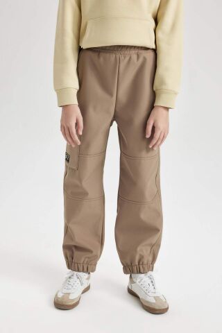 Erkek Çocuk Beli ve Paçası Lastikli Kargo Cepli Pelüş Polar Astarlı Jogger Pantolon
