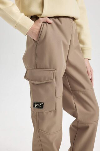 Erkek Çocuk Beli ve Paçası Lastikli Kargo Cepli Pelüş Polar Astarlı Jogger Pantolon