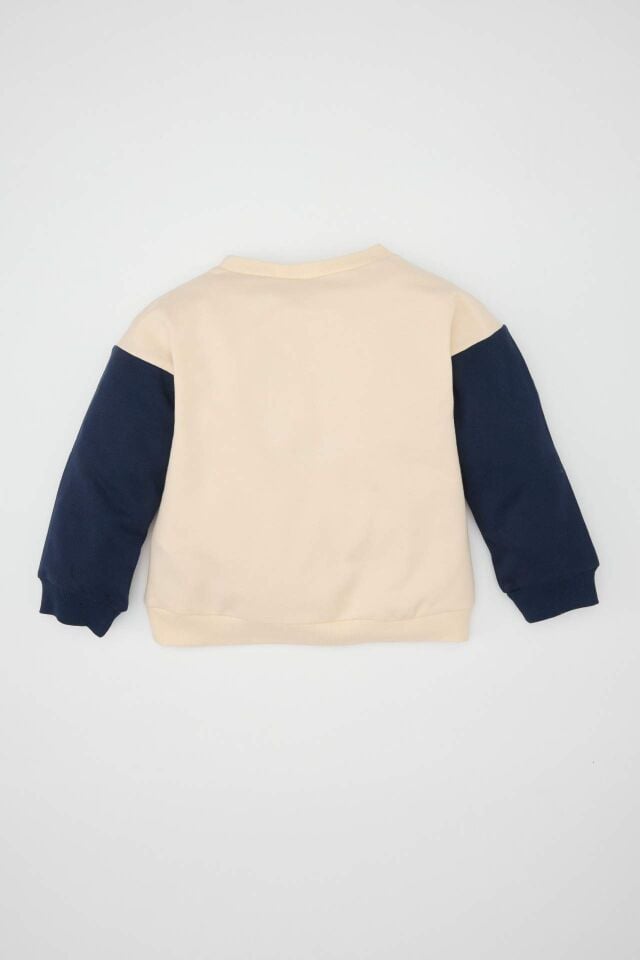 Erkek Bebek Snoopy Bisiklet Yaka İçi Yumuşak Tüylü İnce Sweatshirt