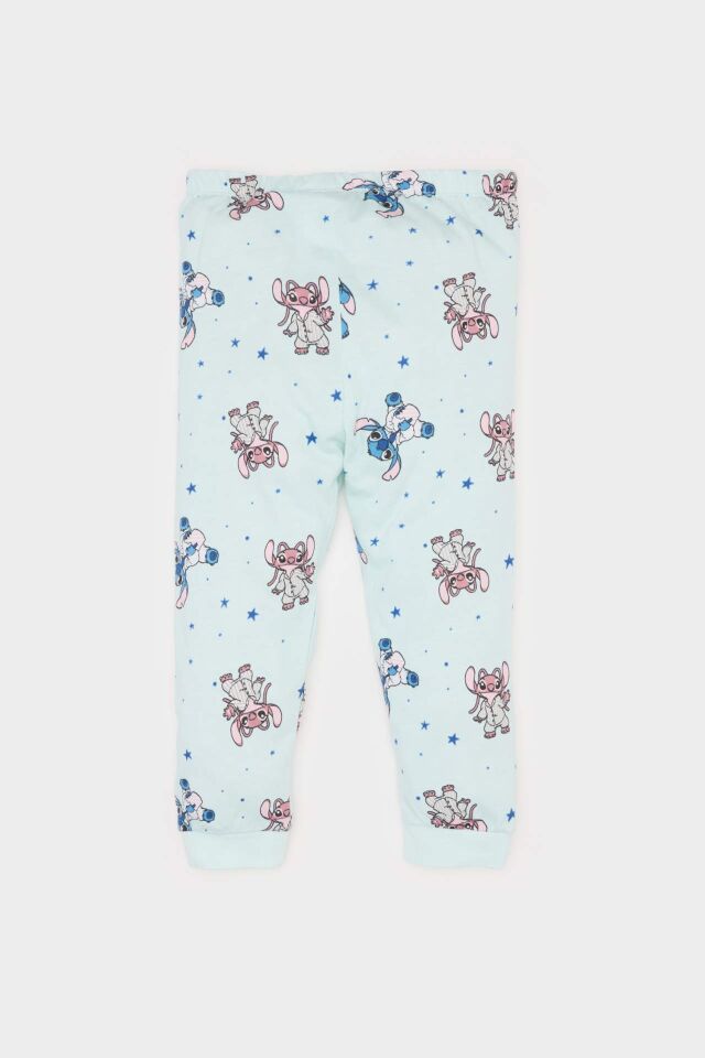 Kız Bebek Disney Lilo & Stitch Pijama Takımı Penye Kısa Kollu Üst Esnek Belli Uzun Alt
