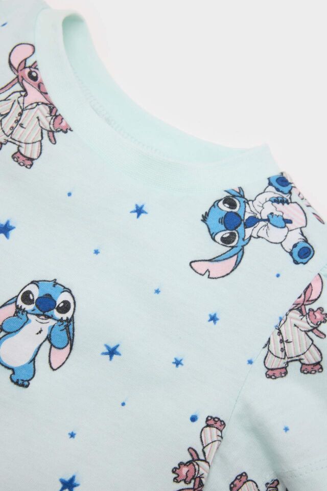 Kız Bebek Disney Lilo & Stitch Pijama Takımı Penye Kısa Kollu Üst Esnek Belli Uzun Alt