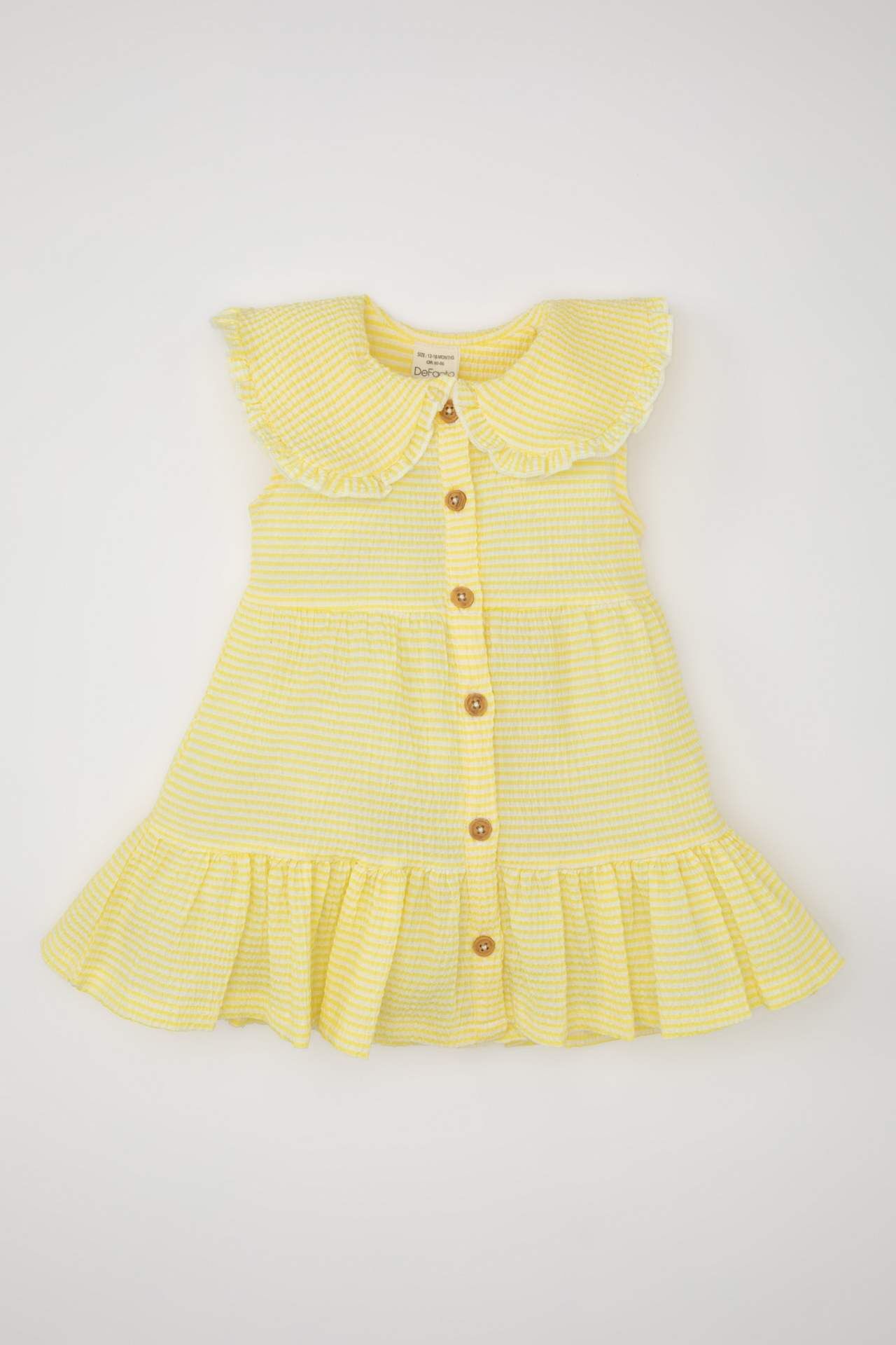 Kız Bebek Çizgili Kolsuz Poplin Elbise