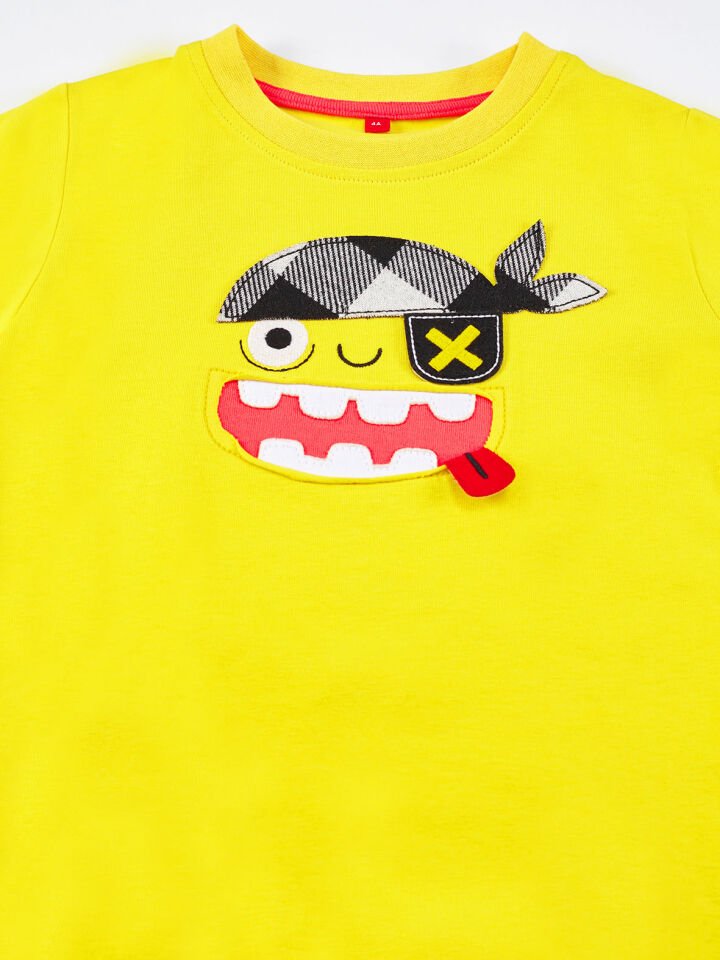 Pirate Ekose Erkek Çocuk T-shirt Kapri Şort Takım 3 Y - Siyah Gri Sarı