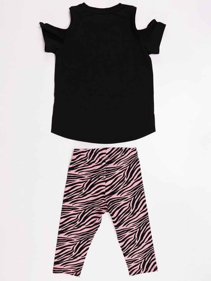Unique Zebra Kız Çocuk Tunik Tayt Takım 9 Y - Pembe, Siyah