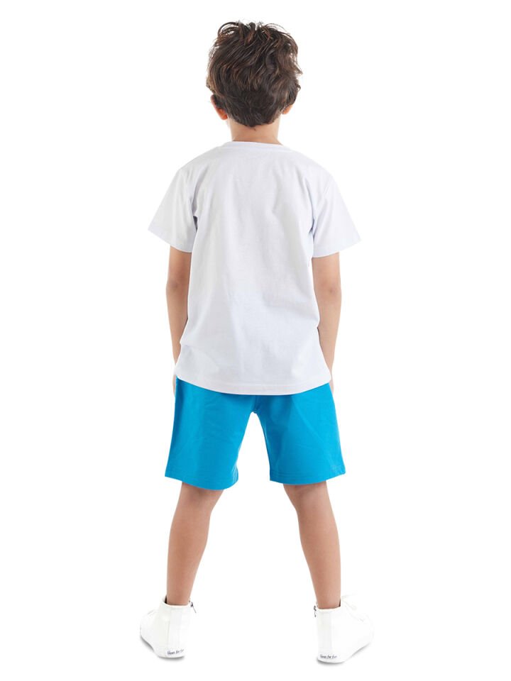Tatil Erkek Çocuk T-shirt Şort Takım 10 Y - Mavi, Beyaz