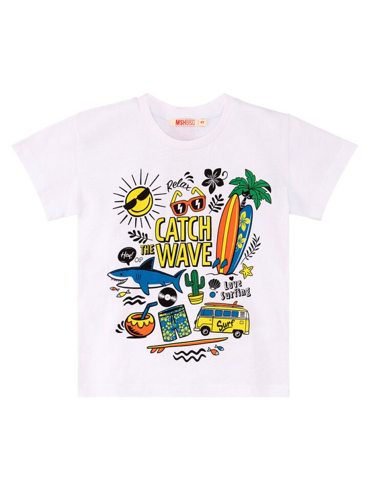 Tatil Erkek Çocuk T-shirt Şort Takım 10 Y - Mavi, Beyaz