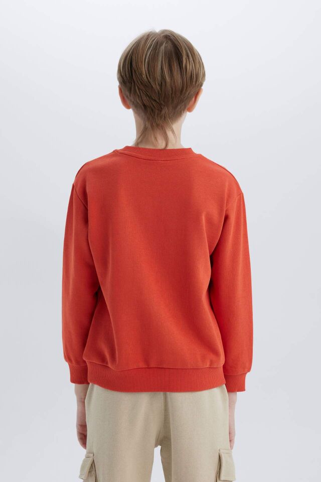 Erkek Çocuk Bisiklet Yaka Baskılı Sweatshirt