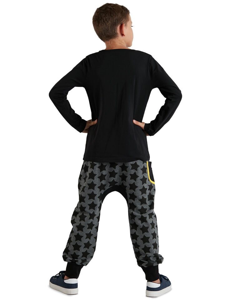 Star Rock Erkek Çocuk Pantolon T-shirt Takım 7 Y - Siyah Gri
