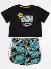 Maui Kız Çocuk Crop Top Şort Takım 3 Y - Siyah