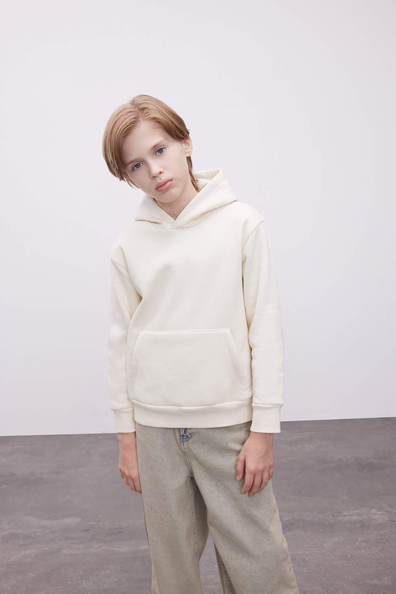 Erkek Çocuk Cepli Kapüşonlu Kalın Okul Sweatshirt