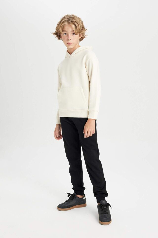 Erkek Çocuk Cepli Kapüşonlu Kalın Okul Sweatshirt