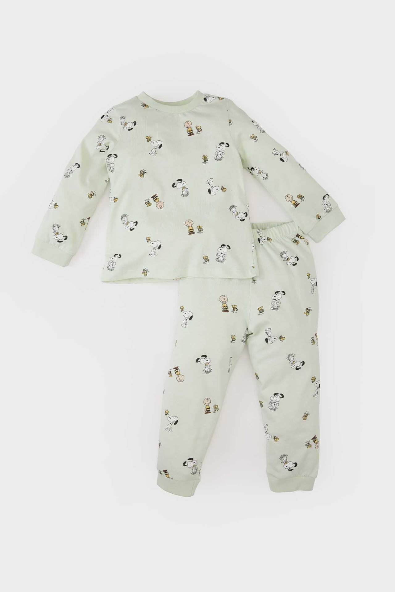 Erkek Bebek Snoopy Pijama Takımı Penye Uzun Kollu Üst Beli Lastikli Uzun Alt