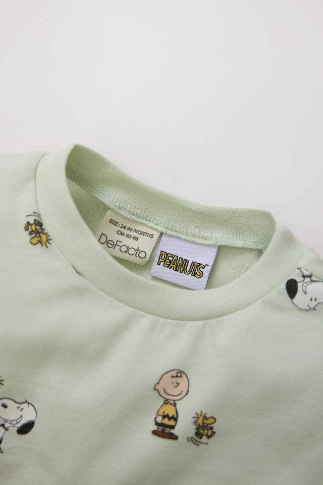 Erkek Bebek Snoopy Pijama Takımı Penye Uzun Kollu Üst Beli Lastikli Uzun Alt