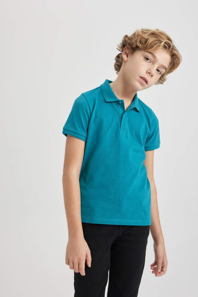 Erkek Çocuk Pike Kısa Kollu Basic Düz Polo Tişört