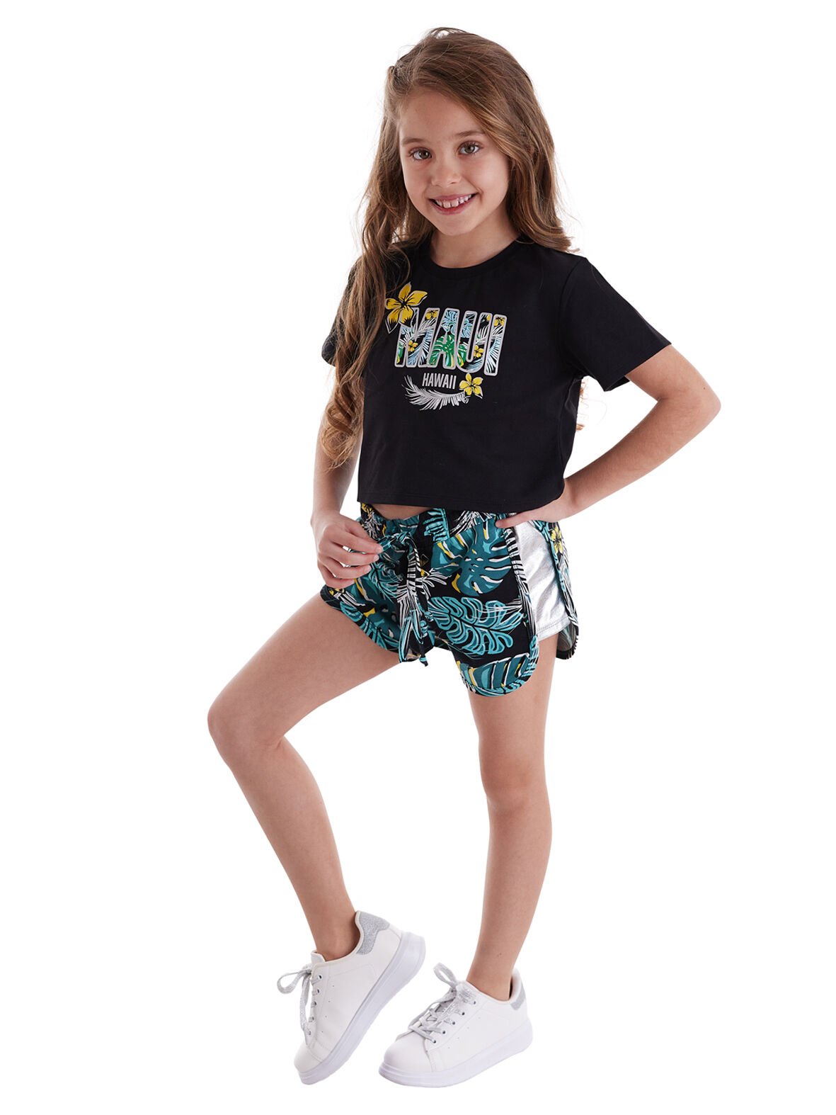 Maui Kız Çocuk Crop Top Şort Takım 4 Y - Siyah