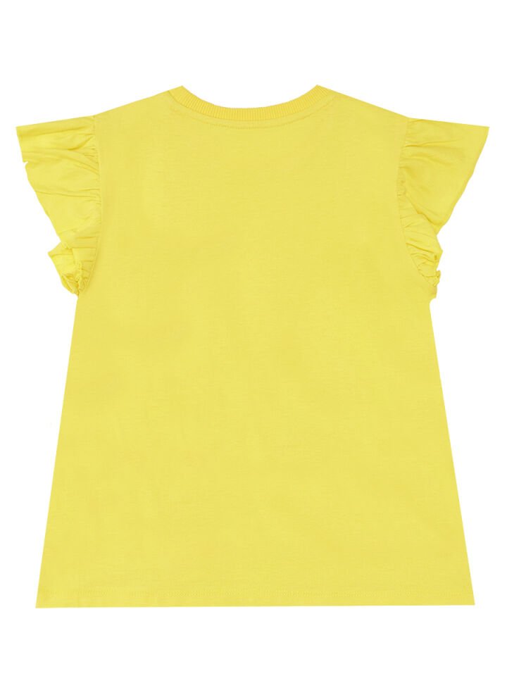 Sarı Çiçekli Kız Çocuk T-shirt Tayt Takım