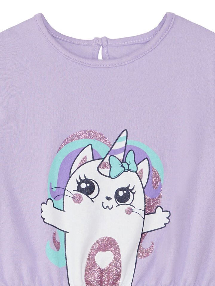 Gökkuşağı Kedicorn Kız Çocuk Tüllü Elbise