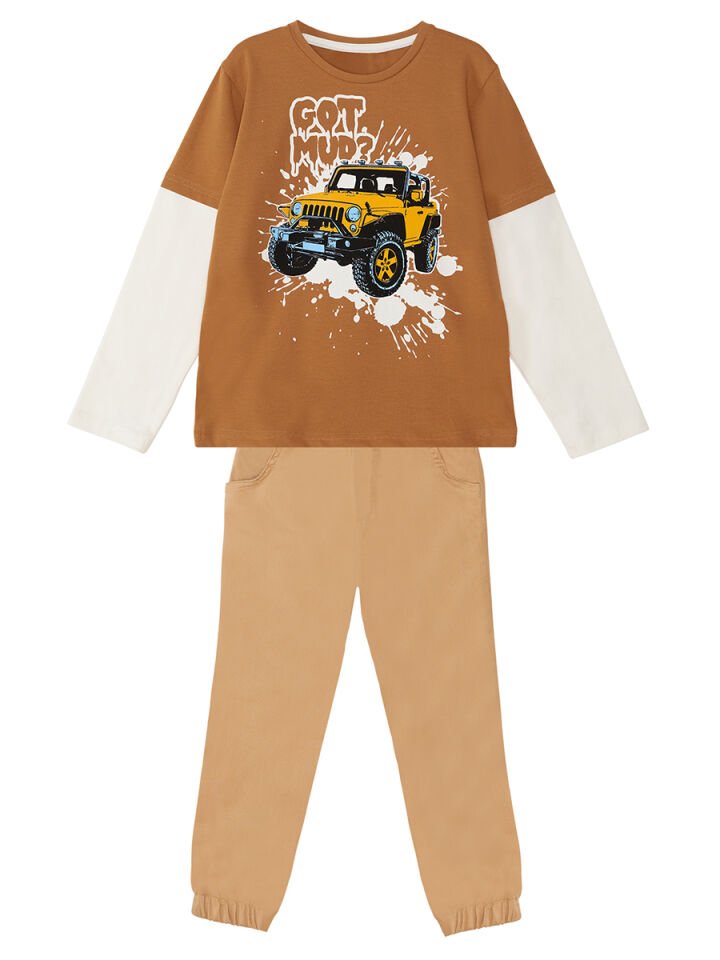 Jeep Erkek Çocuk T-shirt Gabardin Pantolon Takım
