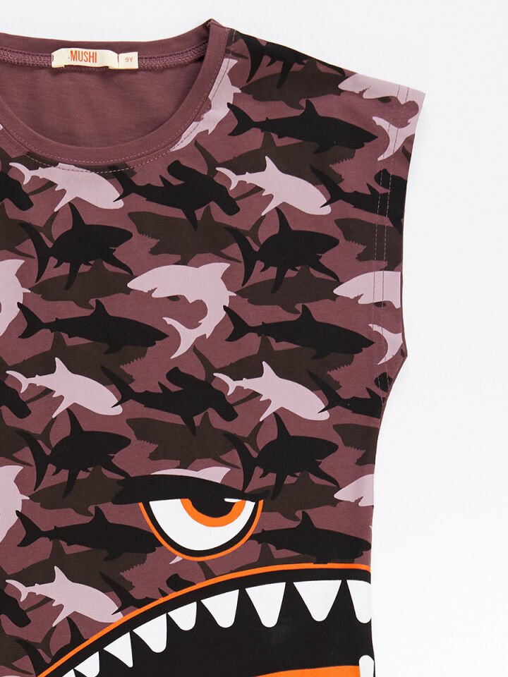 Monster Shark Erkek Çocuk T-shirt Kapri Şort Takım 3 Y - Siyah