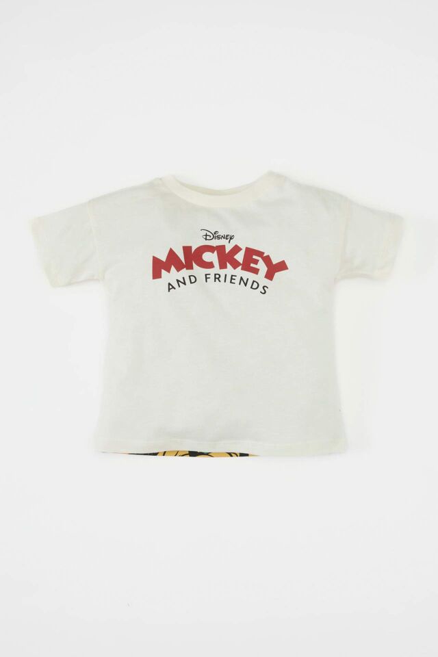 Erkek Bebek Disney Mickey & Minnie Bisiklet Yaka Kısa Kollu Tişört