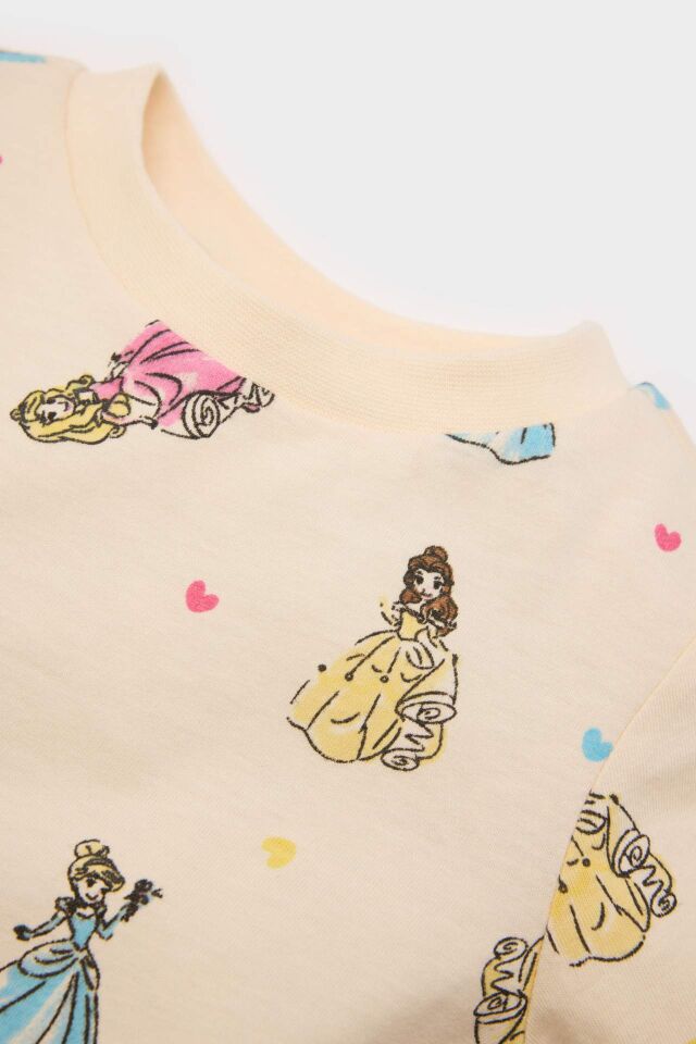 Kız Bebek Pijama Takımı Disney Prenses Kız Baskılı  Penye Uzun Kollu Pijama Üstü Esnek Belli Pijama Altı