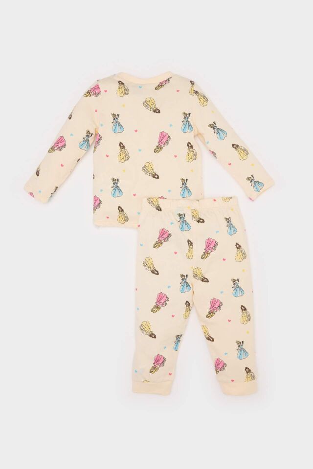 Kız Bebek Pijama Takımı Disney Prenses Kız Baskılı  Penye Uzun Kollu Pijama Üstü Esnek Belli Pijama Altı
