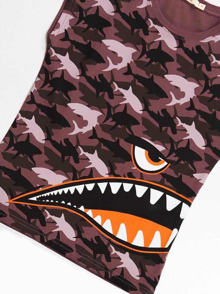 Monster Shark Erkek Çocuk T-shirt Kapri Şort Takım 5 Y - Siyah