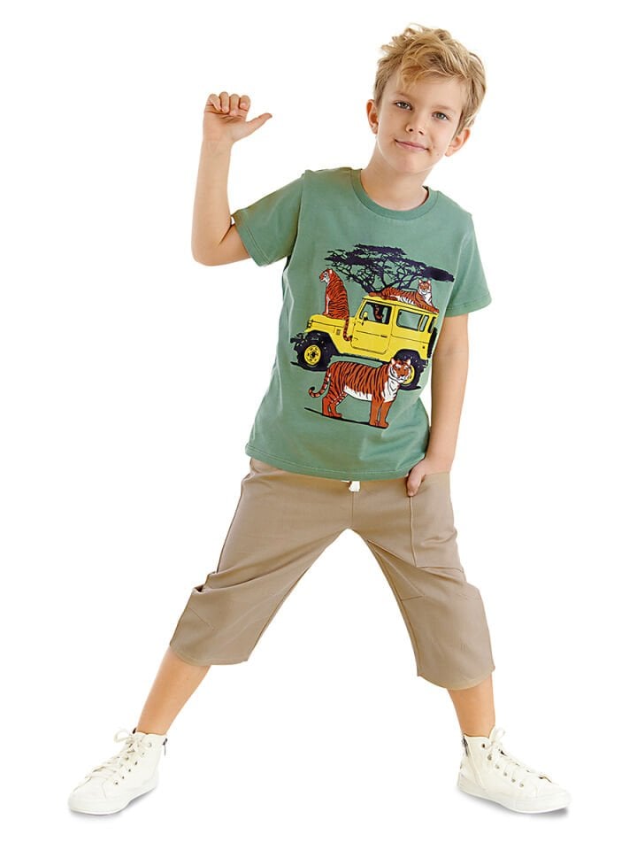 Safari Erkek Çocuk T-shirt Gabardin Şort Takım