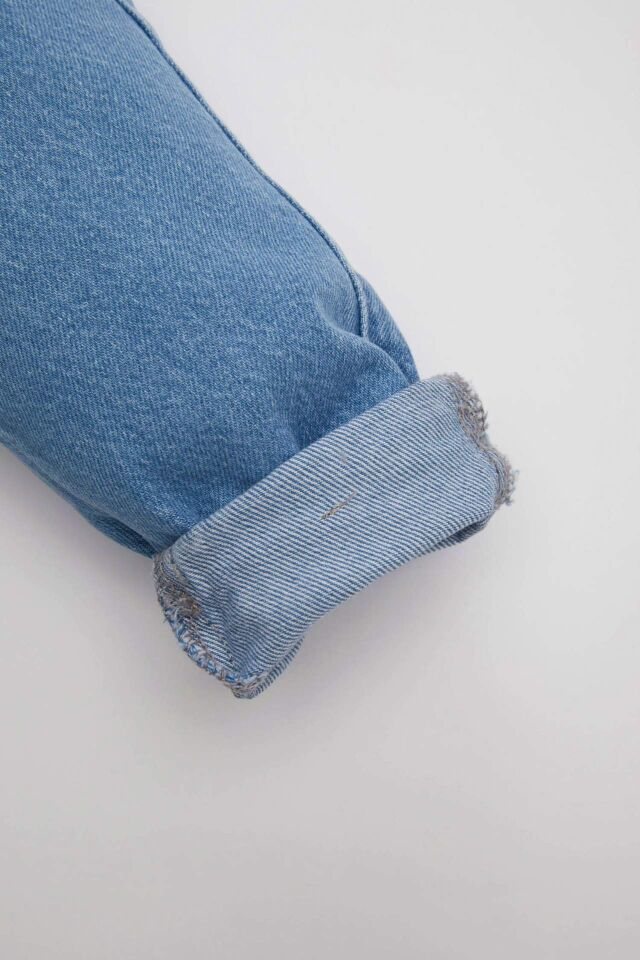 Erkek Bebek Duble Dar Paça Beli Lastikli Cepli Jean Pantolon