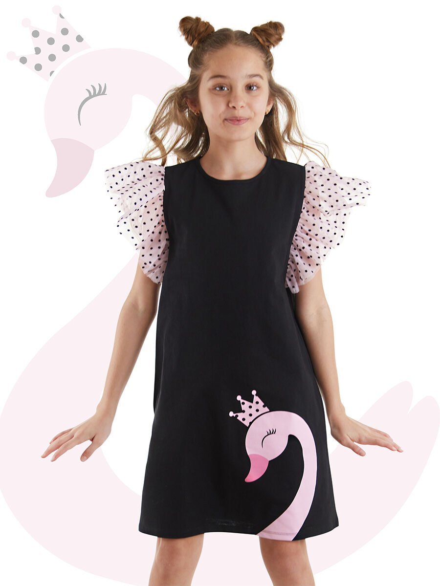 Zarif Kuğu Kız Çocuk Tüllü Elbise